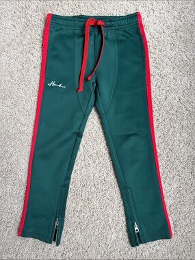 Haus of JR Kids Green Track Pants with Red Trim -
